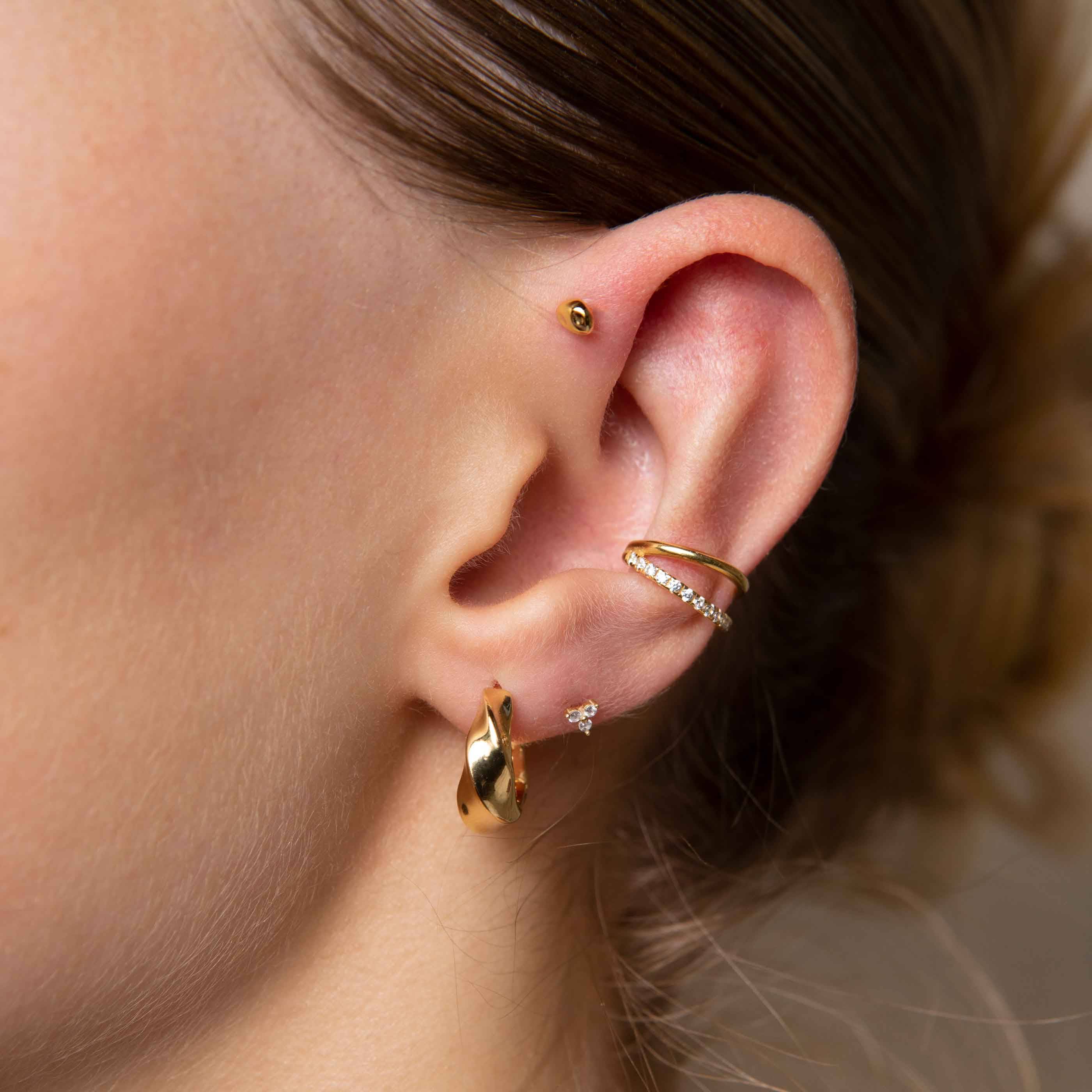 Triple Crystal Stud Earrings in Gold 18k | Jewellery by Astrid & Miyu