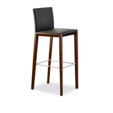 Walter Knoll - Andoo Barstool Low 1144, Oak White Pigmented, Leather Cat. 40 Select 1301 Blue, Teflon Glides - Barstolar & barpallar - EOOS - Blå - Metall/Trä