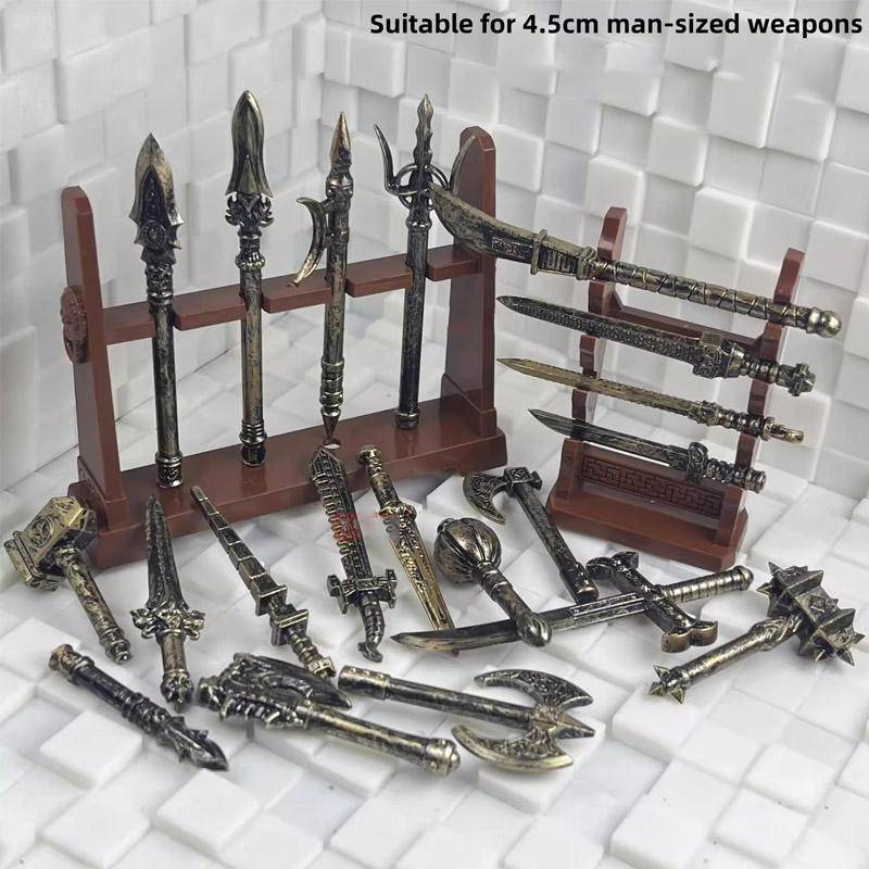 MOC Medeltida Byggklossar Figurer Riddare Vapen Tillbehör Set Svärd Kniv Trefork Spjut Sköld Scenmontering Klossar Leksaker