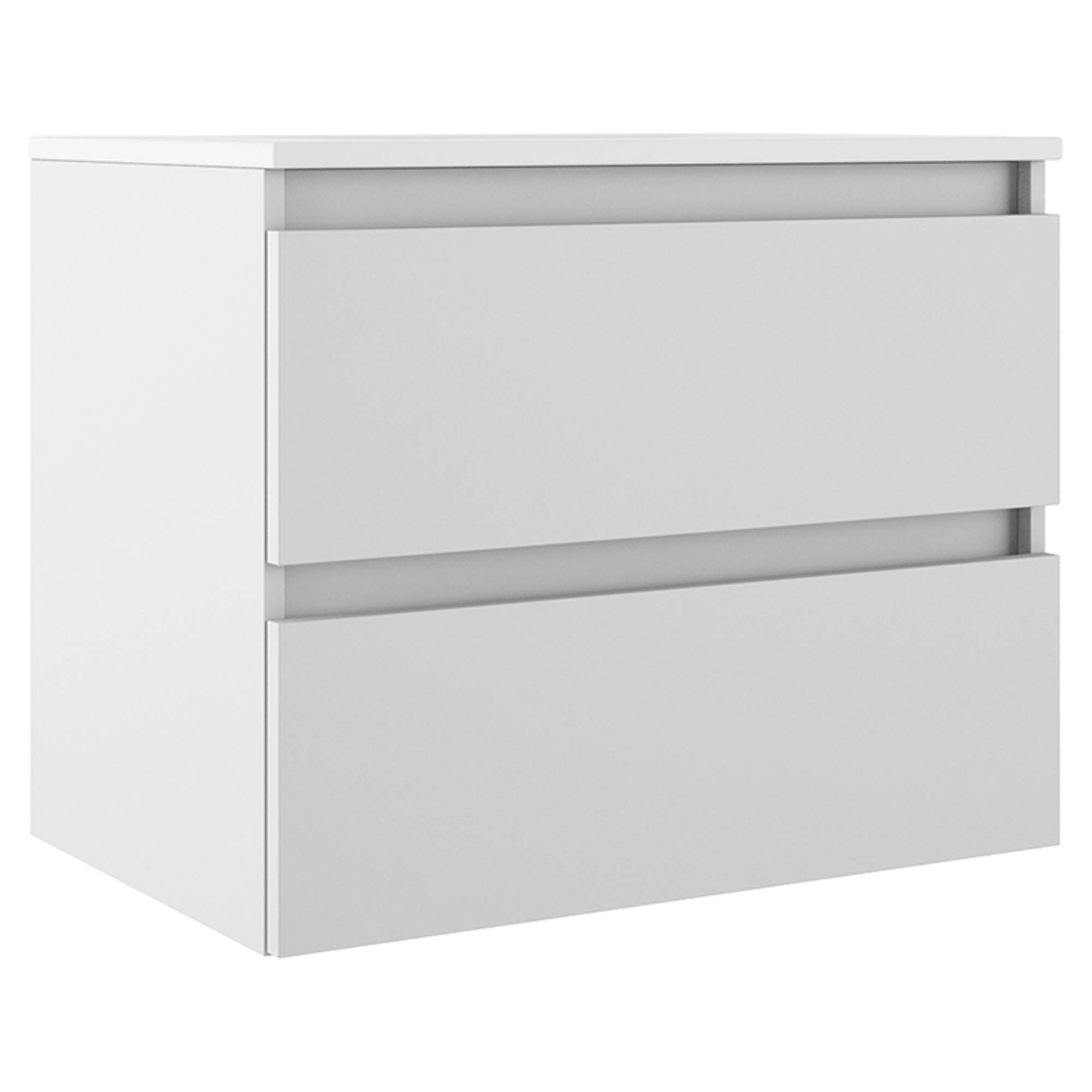 Badrumskommod Blisse Vit Matt 70 cm med Två Lådor & Handfat Vit Blank