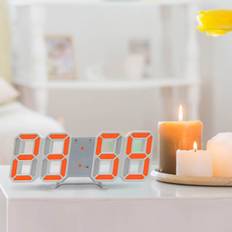 LED Digital Vægur med Glødende Nattilstand Justerbar Elektronisk Bordur Vægur Dekoration Stue LED-Ur [dB] Orange