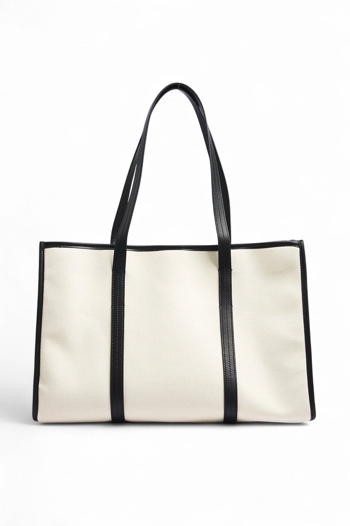 Canvas Contrast Tote - Tasker - Råhvid - One Size - NA-KD / NAKD.