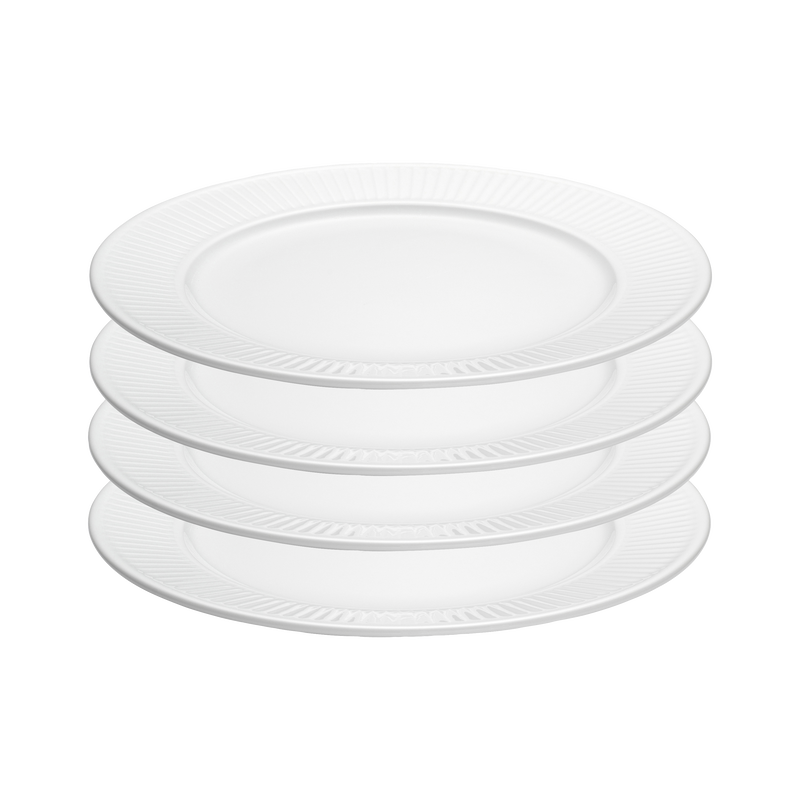 Pillivuyt Plissé Tallerken flad 4 stk. - Hvid - Ovnfast porcelæn