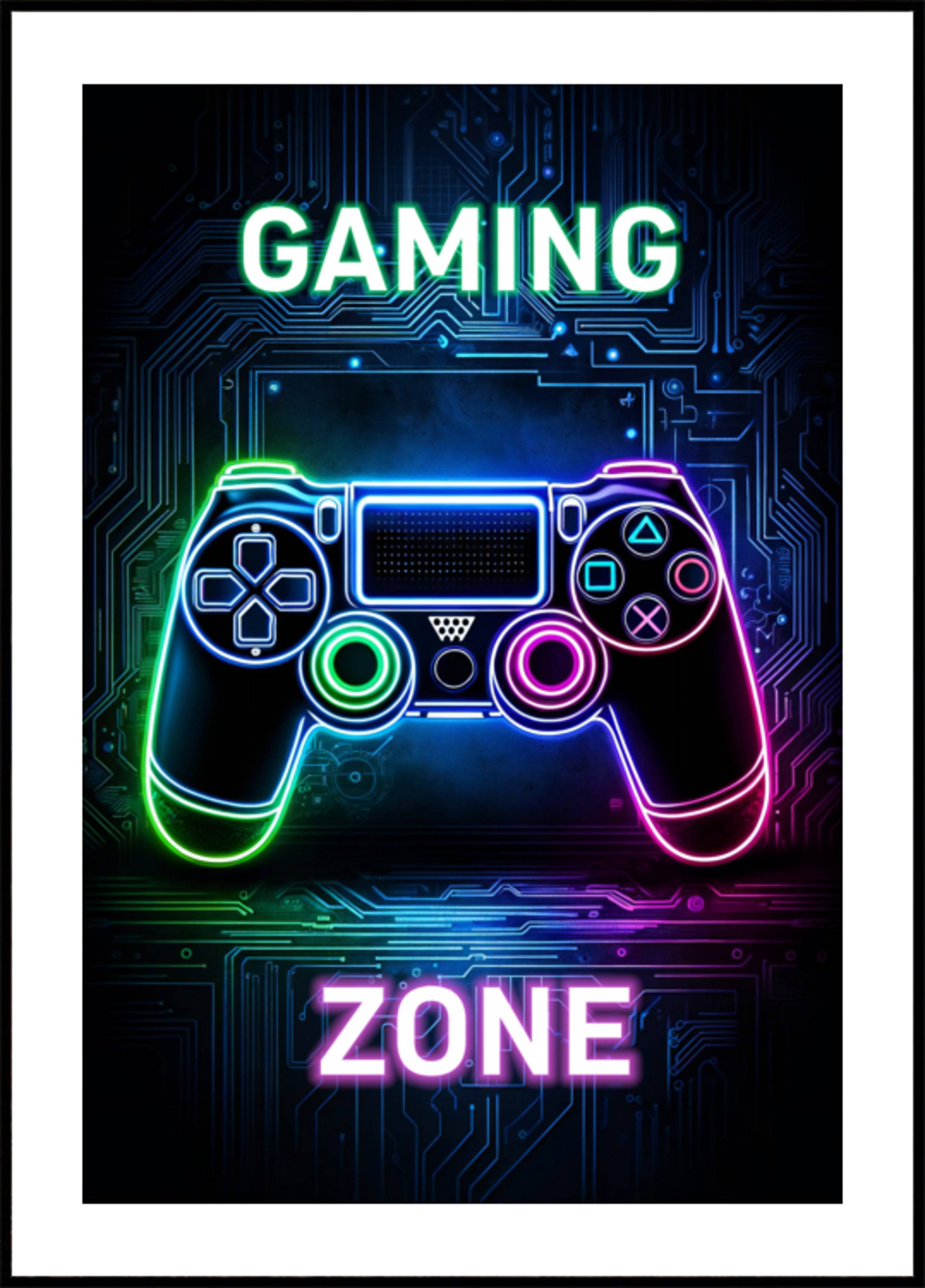 Neon Gaming Zone (50x70) - Plakater > Gaming, Usorterede værker, BD
