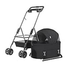 Husdjur Barnvagn Husdjursvagnsväska Separerad Universal Wheel Pet Stroller Universal Pet Stroller Fold Rese Hundvagn Hundvagn(Black)