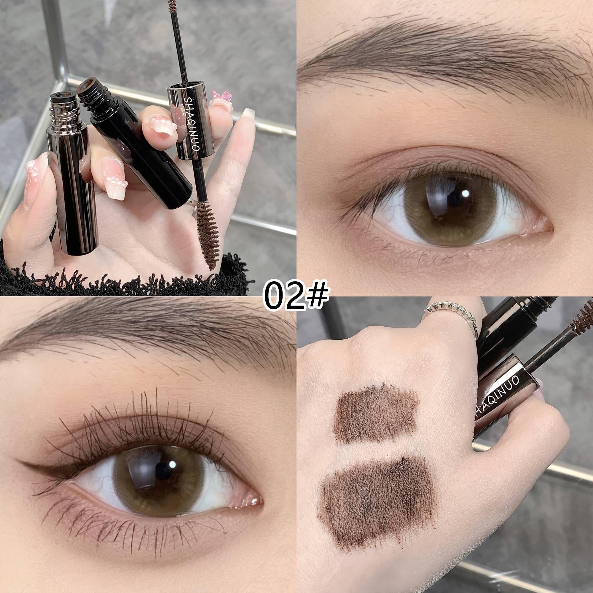 Double-ended Mascara, Thick Tip + Fine Tip, Lengthens, Volumizes, And Curls Lashes For A Dramatic, Lengthened Look. Waterproof, Sweatproof, Long-lasting, And Smudge-resistant For A Eye Makeup Finish