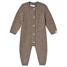 Little Jalo Stickad Onesie Wood Brown 80 cm  Brun  80 cm  Unisex