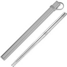 Ren titansandblästring polering ätpinnar set med ätpinnar förvaringsrör aluminium låda bärväska bestick set - Polera ätpinnar