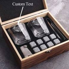 Personligt Whiskyglasset, Whiskystenset, Anpassat Whiskyglasset med Trälåda, Kylstenar, Personligt Whiskyset för Marsvin, Pojkvänpresent, Whiskypresen - Transparent färg