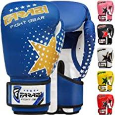 Farabi Sports Kids boxningshandskar Pojkar och flickor kickboxningshandskar 6-oz ungdom, junior boxningshandskar barn för MMA, Muay Thai, boxningssäck och träning för ålder 5-10 år (Blue, 6-oz)