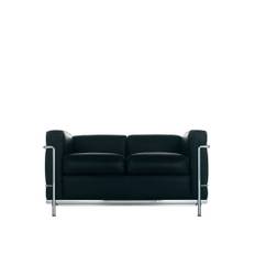 Cassina - LC2 2-Seater Sofa Chrome Frame, Feather Pad, LCX 13X414 - Sofaer - Charlotte Perriand,Le Corbusier,Pierre Jeanneret - Sort