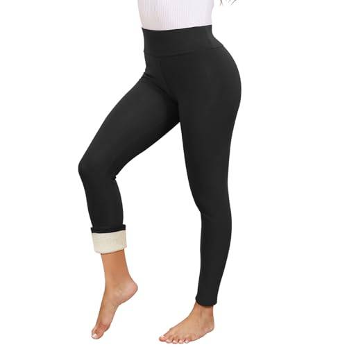 Decorie Termoleggings dam vinter fodrade leggings fleece termobyxor dam varma termoleggings hög midja termostrumpbyxor dam ogenomskinliga, svart, S
