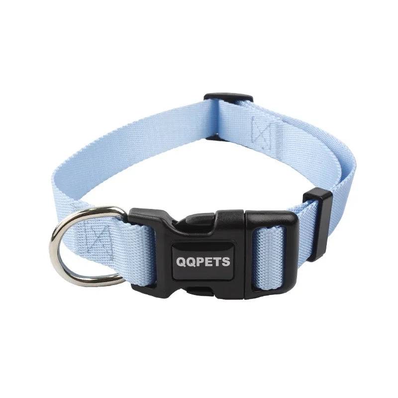 Adjustable Nylon Dog Collar & Leash Set - For Small to Large Dogs - Sky Blue Collar / M 17KG-32KG (M 17KG-32KG)