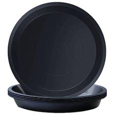 Kunjocy Förpackning med 5 svarta krukfat, 32 cm runda växtkrukor brickor trädgårdsväxt tefat växt plastplatta gryta för trädgård inomhus utomhus passform växtkruka upp till 30 cm (svart, yttre 32 cm)