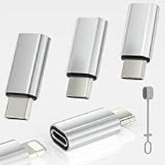 Zestiq 4-pack Lightning till USB C-adaptrar för iPhone 15/15 Pro/15 Pro Max/15 Plus, Samsung S24, typ C-laddaranslutningskabel, laddningsstöd och dataöverföring, inte lämplig för