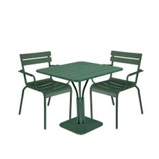 Fermob - Luxembourg spisesæt piedestalbord & 2 karmstole cedar green - Havemøbelsæt til spisning