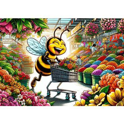 Bi på shopping bland blommor, 100 bitar