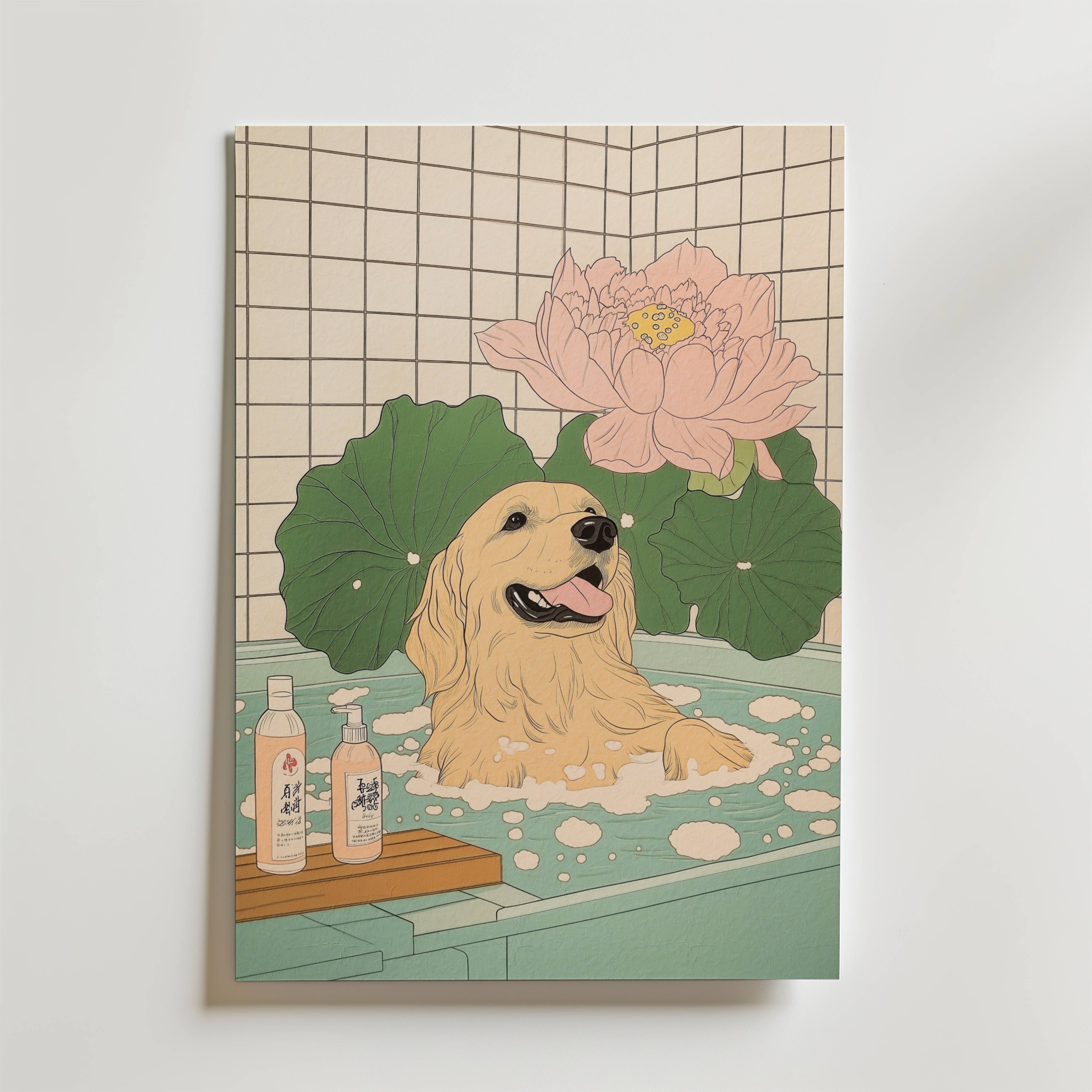 Lotus Joy Dog Poster - Fine Art Poster 13x18 cm
