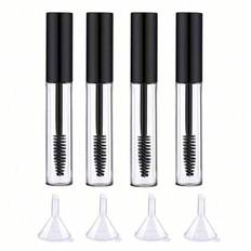 1 förpackning/4 förpackningar tom mascaratub med ögonfransstav, för 10 ml premium ögonfranskrämbehållare med minitrattar - Svart