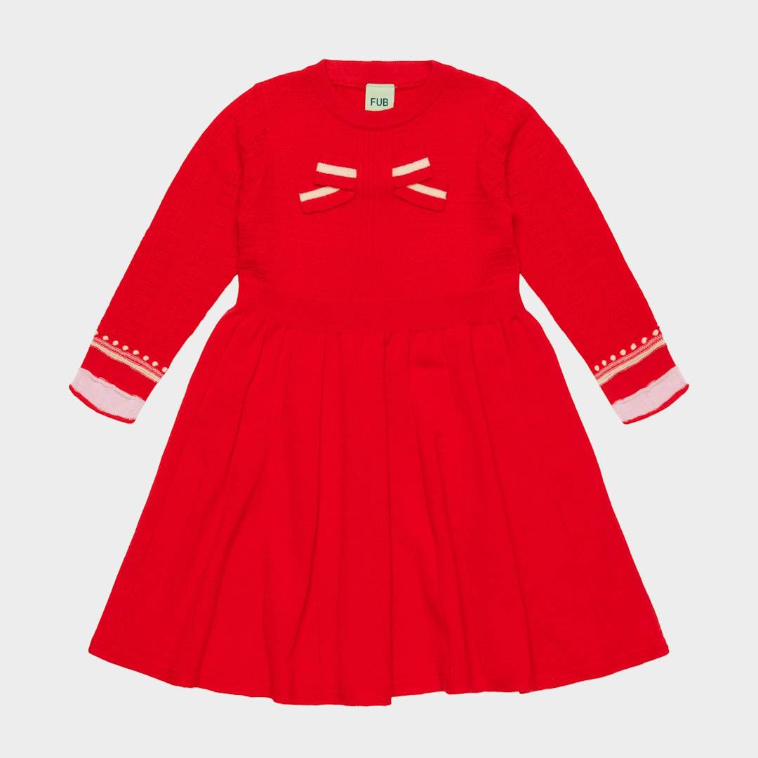 FUB Bow Dress Classic Red Classic Red 110 cm Röd 110 cm Flickor