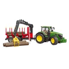 Bruder John Deere 7r 350 Traktor Med Skogsvagn Jordbruksmaskiner 3154 lastbil träd