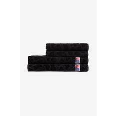 Lexington - Velour Jacquard Leaves Handduk - Svart