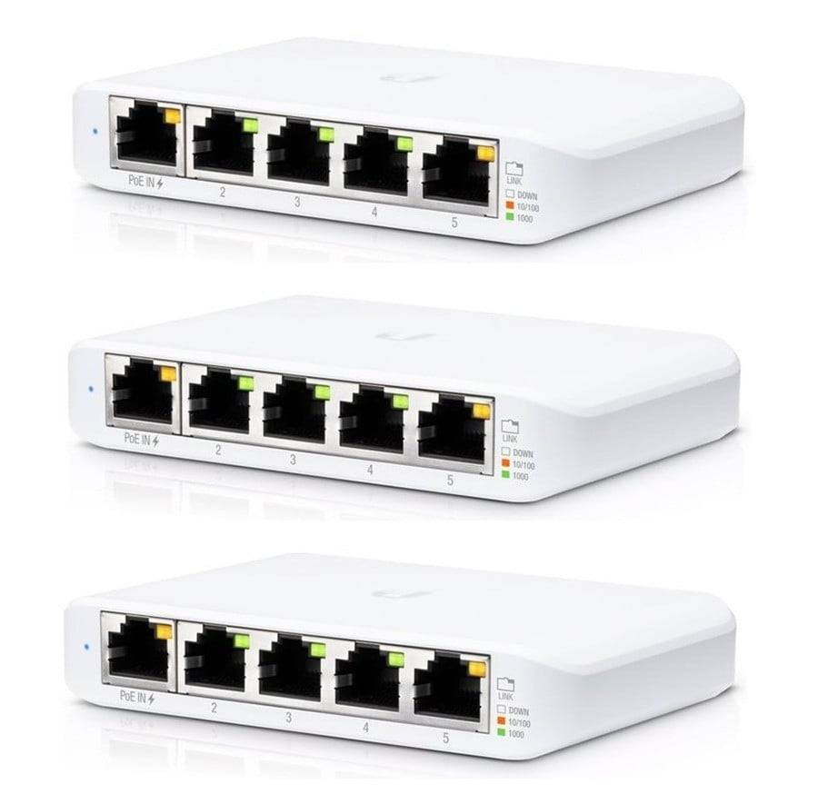 Ubiquiti USW-FLEX-MINI-3 Networks UniFi Switch Flex Mini (3-pack) Managed Gigabit Ethernet (10/100/1000) Power over Ethernet (PoE) White