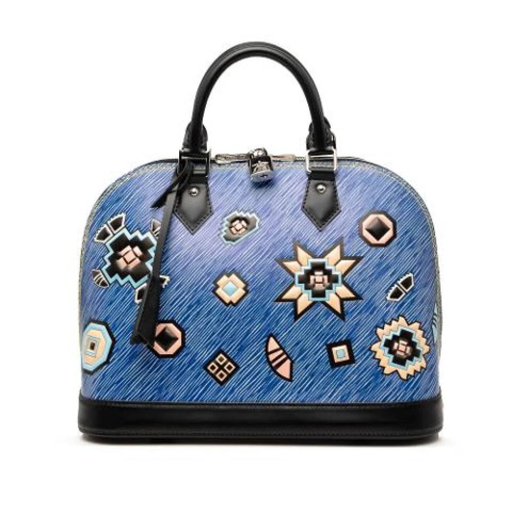 Louis Vuitton Vintage Pre-owned Denim Aztec Alma PM - Vintage - Dame - Blå - ONE SIZE - Denim