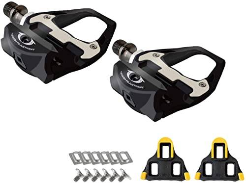 GORIX Carbon Fiber Pedals with Cleats (Yellow) for GX-R31 Road Bikes, Bicycle Pedals with Bindings