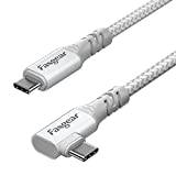 Fasgear USB C 3.2 Gen 2 x 2-kabel, rät vinkel, 20 Gbps, 4K-video, 100 W-laddning, typ C-sladd kompatibel med [Thunderbolt 3] M1 MacBook Pro, iPad Pro, bärbara dator, skärm, strömbrytare (vit 1,8 m)