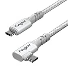 Fasgear USB C 3.2 Gen 2 x 2-kabel, rät vinkel, 20 Gbps, 4K-video, 100 W-laddning, typ C-sladd kompatibel med [Thunderbolt 3] M1 MacBook Pro, iPad Pro, bärbara dator, skärm, strömbrytare (vit 1,8 m)