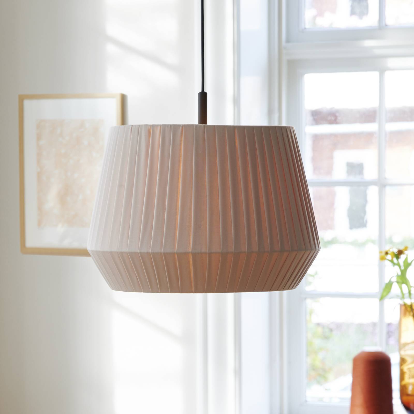 Nordlux Hänglampa Dicte, dimbar, Creme / bärnsten, Vardagsrum / matsal, Textil / tyger / siden, Skandinavisk, Pendellampa