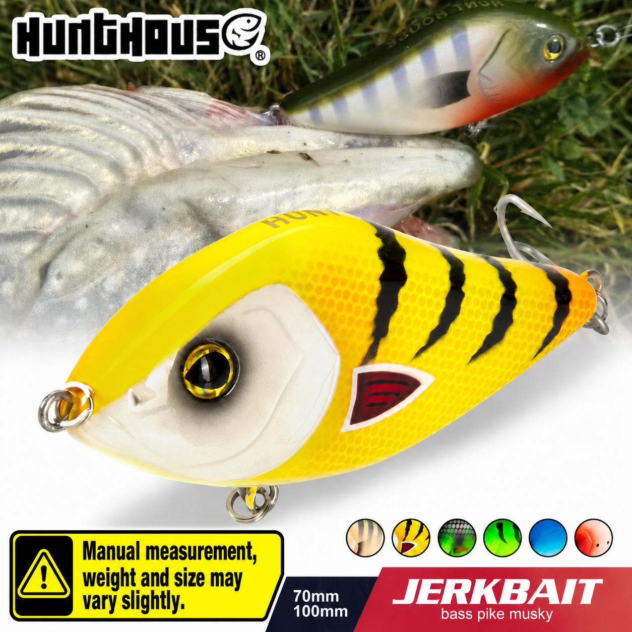 Hunthouse Crankbaits Jerkbait Fishing Lure 7cm/18.8g Freshwater Slow Sinking For Pike pesca leurre Loud Sound lw130