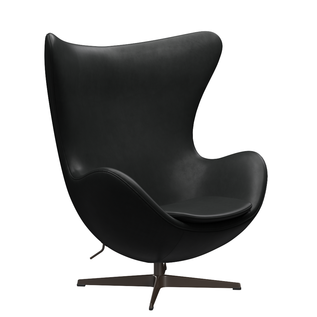 3316 Ægget loungestol, stel i brown bronze af Arne Jacobsen Grace læder - Black - Jacobsen Plus