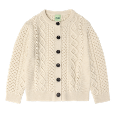 FUB Aran Cardigan Ecru  Ecru-100 cm Wool Beige  100 cm  Unisex