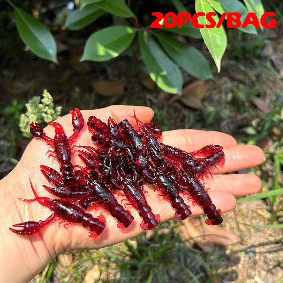 Set Of 20 Flexible Pvc Drop Shot Lures In Red, Designed For . Includes Artificial Baits Resembling , , And Shrimp, Suitable For Catching Crappie, Fish, , Perch, And Carp