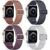 Oielai 4 stycken armband kompatibla med Apple Watch-armband 41 mm, 38 mm, 40 mm, elastiskt flätat nylonband för Apple Watch SE/iWatch Series 9 8 7 6 5 4 3 2 1