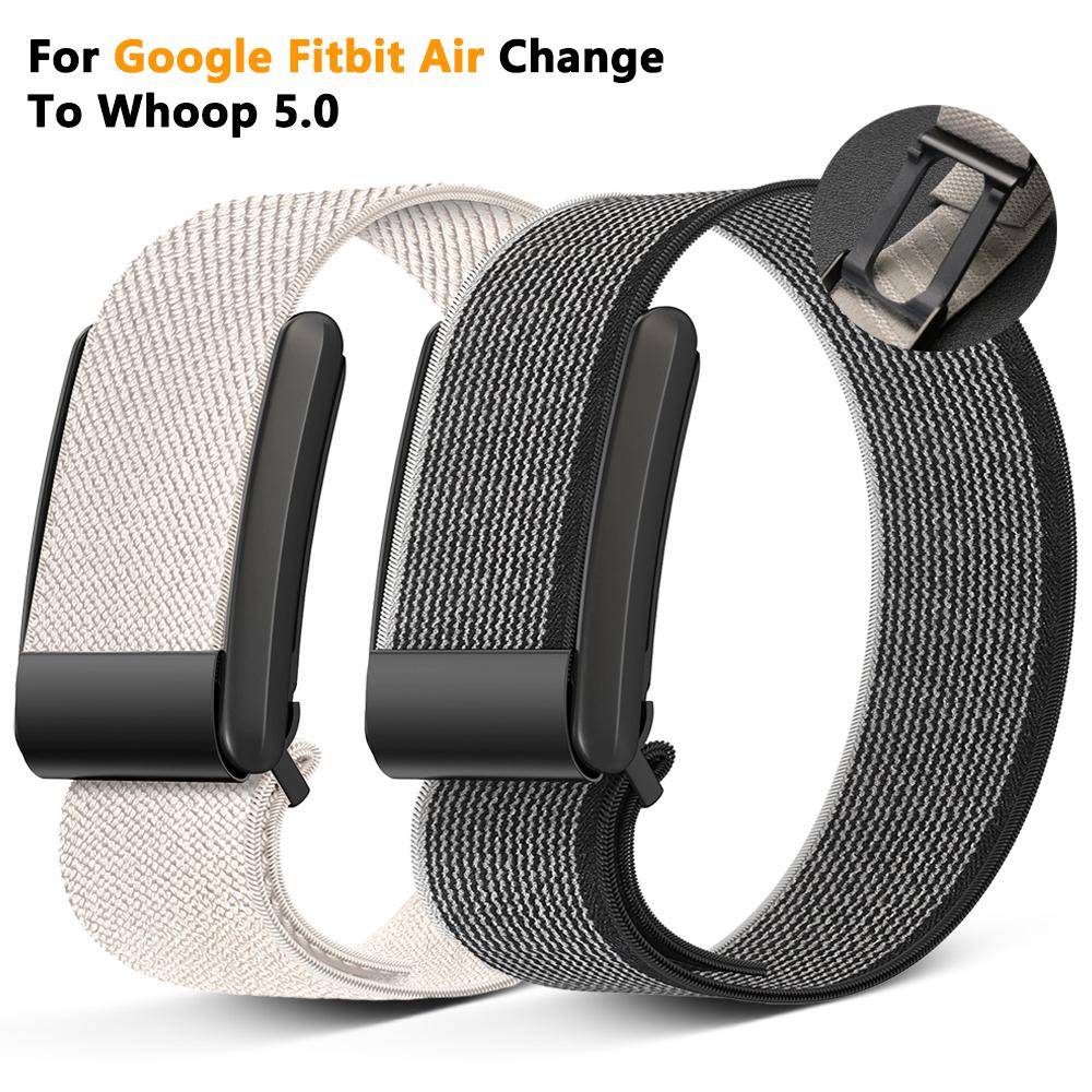 Metallskydd Ram Fodral Nylon Loop Band för Google Fitbit Air Byt till Whoop 5.0 Ersättningsarmband för Kvinnor Män gray