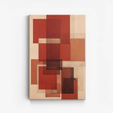 Abstrakt Röd Geometrisk Canvas
