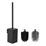 BVL Toalettborste svart, toalettborste väggmontering, toalettborste silikon vägg unik kantig design inklusive 2 borsthuvuden