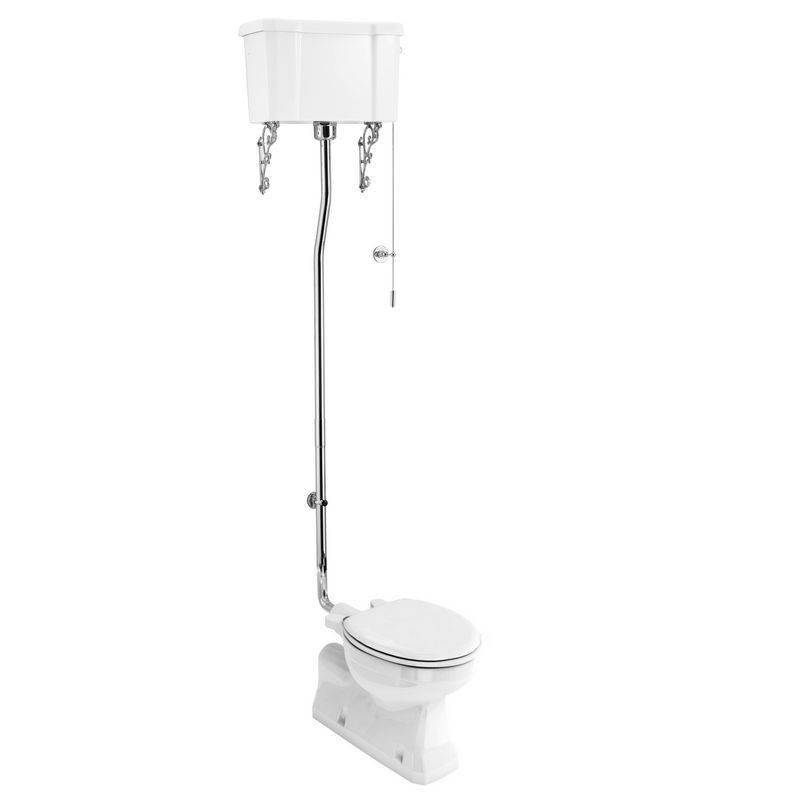 WC - Burlington højtskyllende toilet, vægcisterne og sæde - Sort
