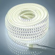 pcning 230V LED Lichtband SMD 5730 120led/m LED Strip 15m 6000K Kaltes weiss IP67 Wasserdicht Aussen Band (kaltes Weiß, 15.00)
