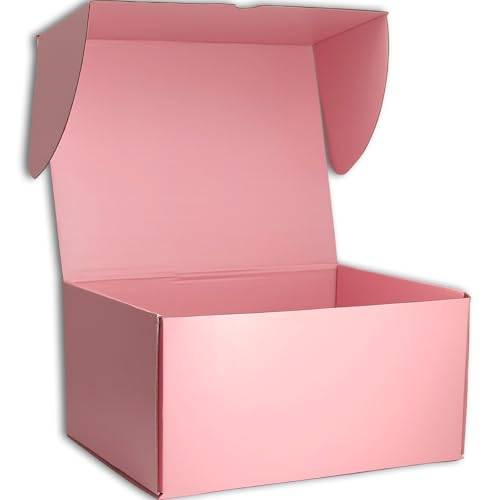 Cenoid Medium postlådor, 30 x 20 x 15 cm, rosa portopaket, fraktkartonglådor för postning av fraktleverans, förpackningslådor för småföretag (paket med 15)
