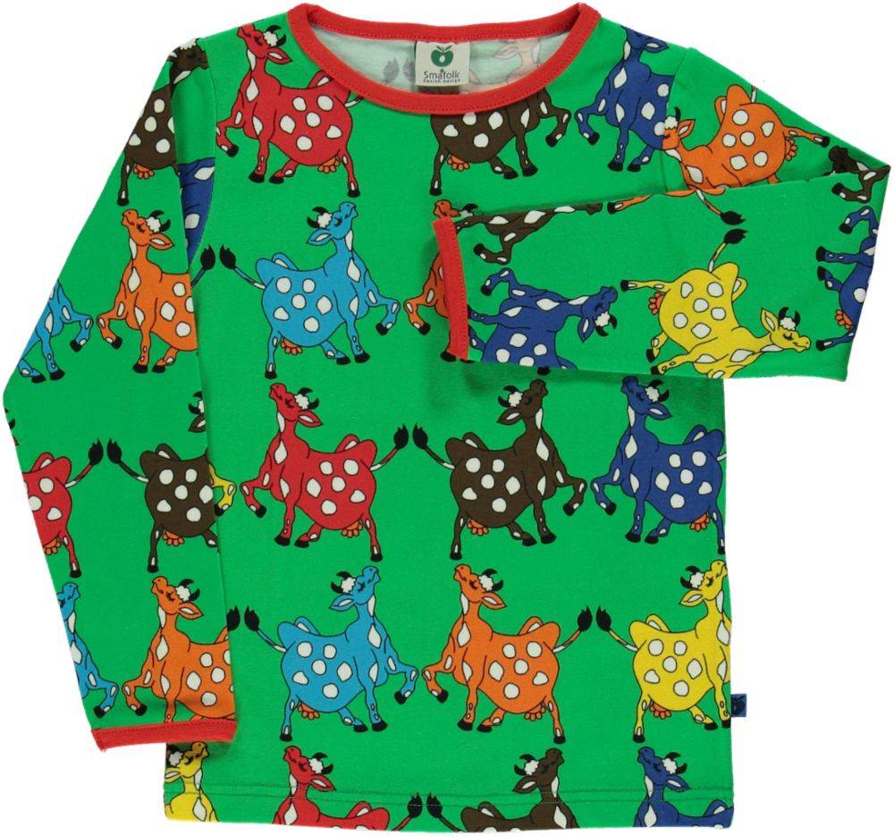 Langærmet bluse med køer - Green / 5-6