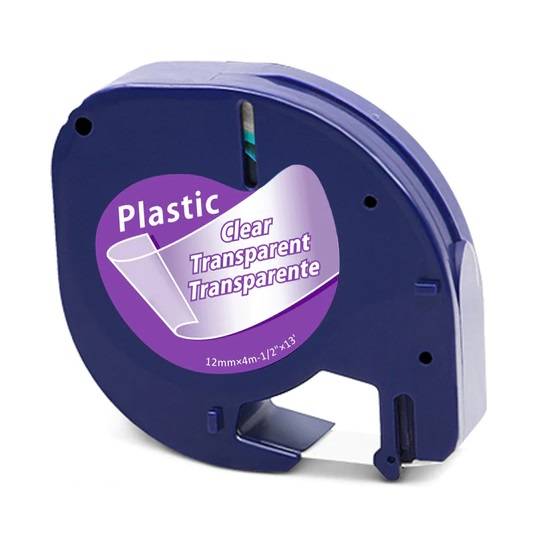 Dymo 12267 LetraTag tape sort på klar 12mm x 4m kompatibel