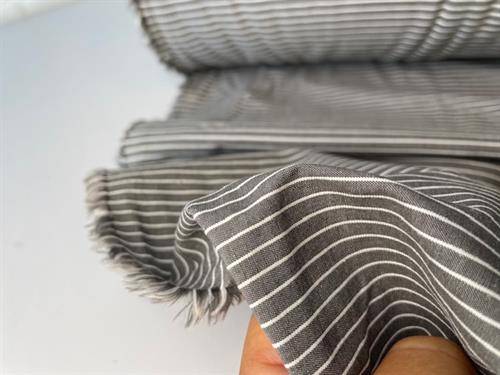 Let bomuld - smalle garnfarvet striber stone grey