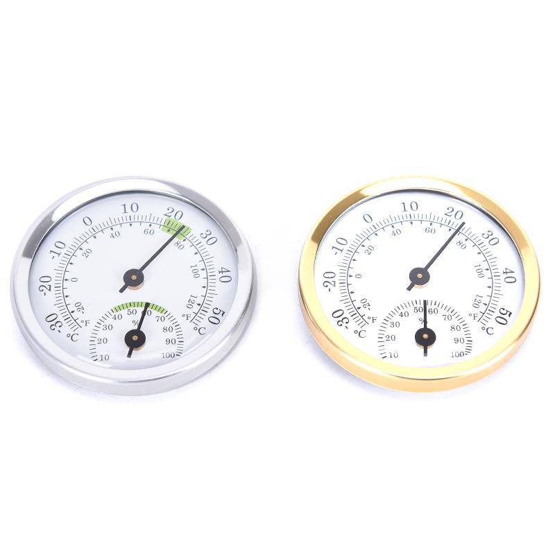 Inomhus Analog Luftfuktighet Temperatur Mätare Mätare Termometer Hygrometer Hushåll gyllene