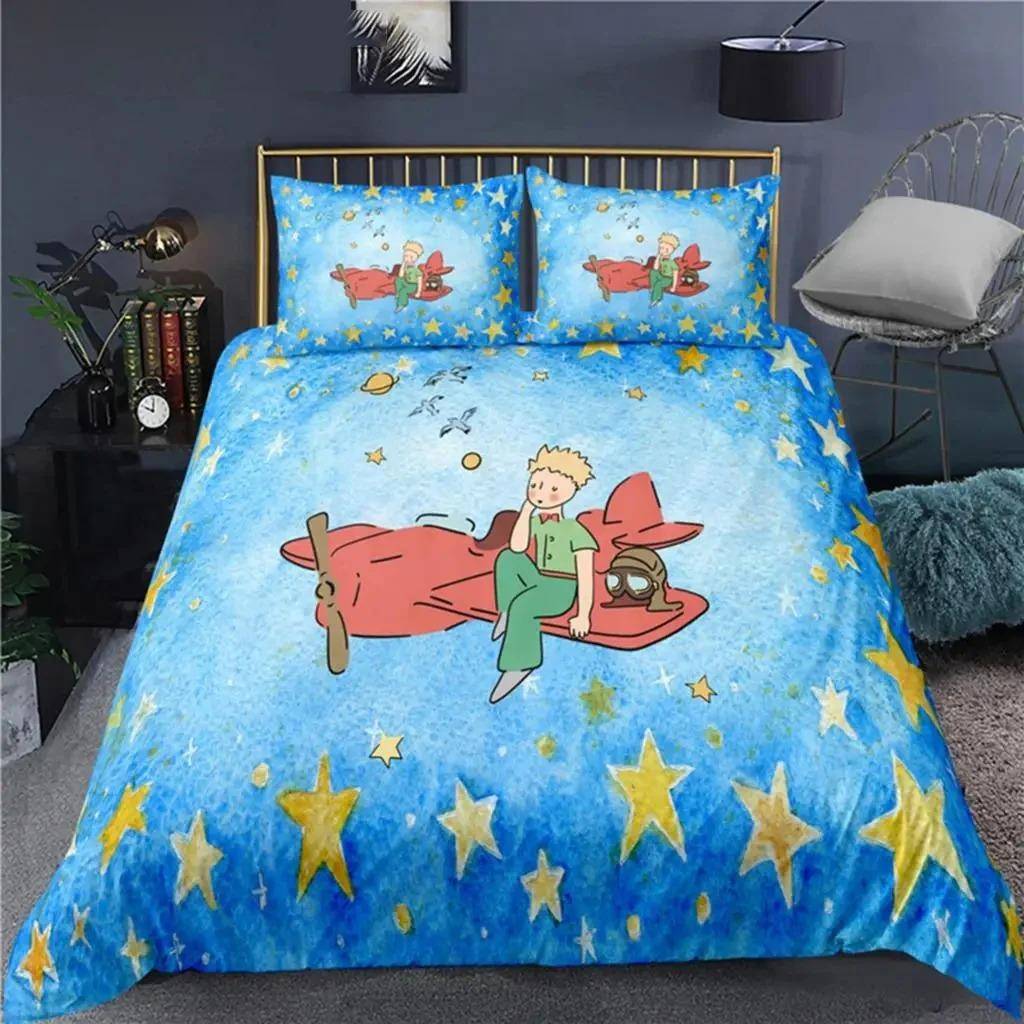 Anime Lilla Prinsen Le Petit Prince Sängkläder Set Pojkar Flickor Twin Queen Size Påslakan Örngott Säng Barn Vuxen 70x133cm 2pcs