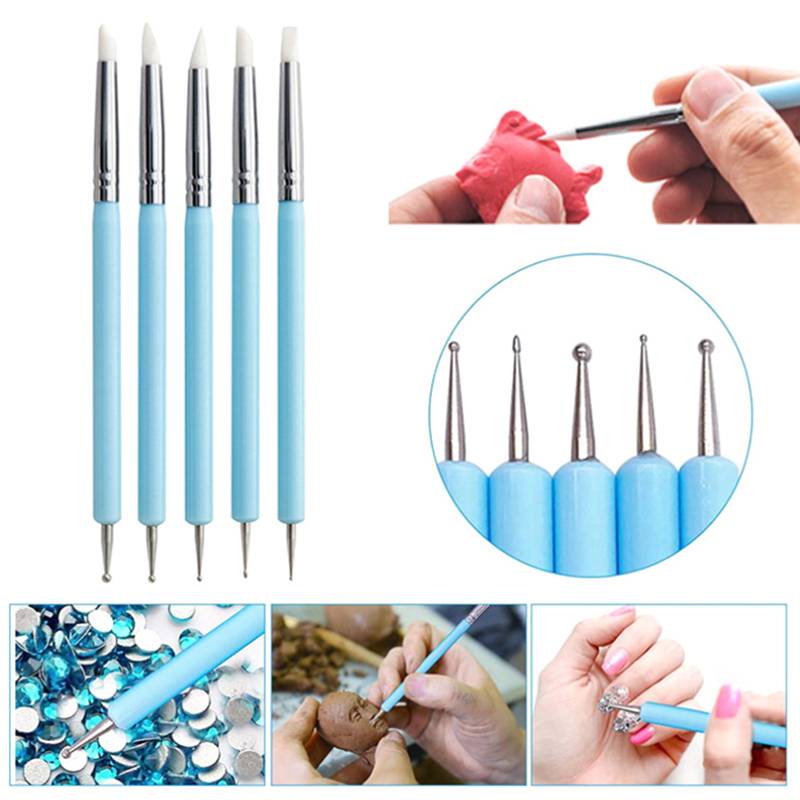 5Pcs/set Silicone Pen Head Sculpting Tools For Brush Modeling Dotting Nail Art Pottery Clays Tool DIY Carving Ceramics Sculpture