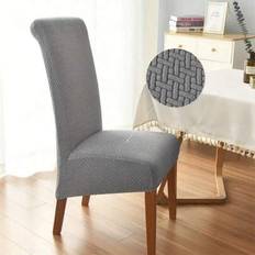 XL Dining Chair Covers Stretch Jacquard High Back Elastic Chairs Slipcovers For Living Room Kitchen Machine Washable - Dark Grey - one-size,Black,Light Gray,Khaki,Coffee,Navy